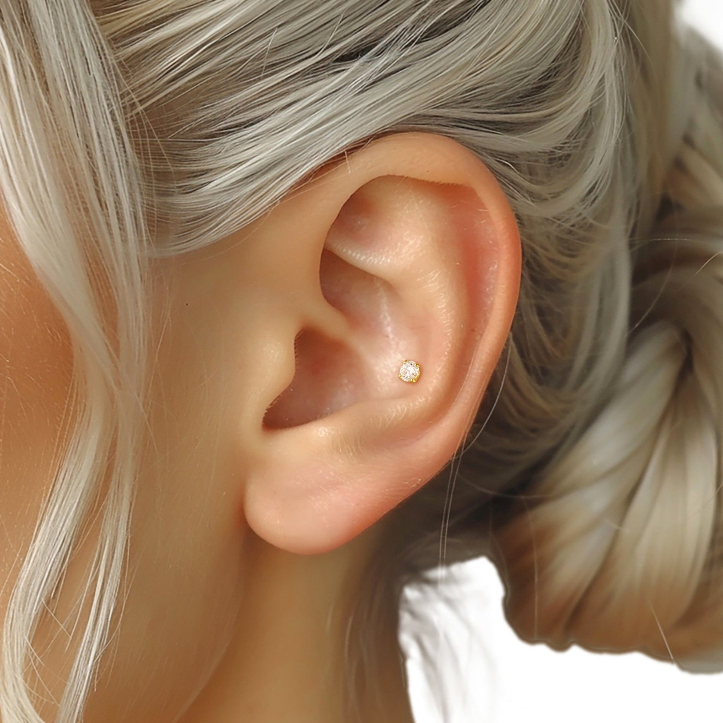 solitaire flat back cartilage stud