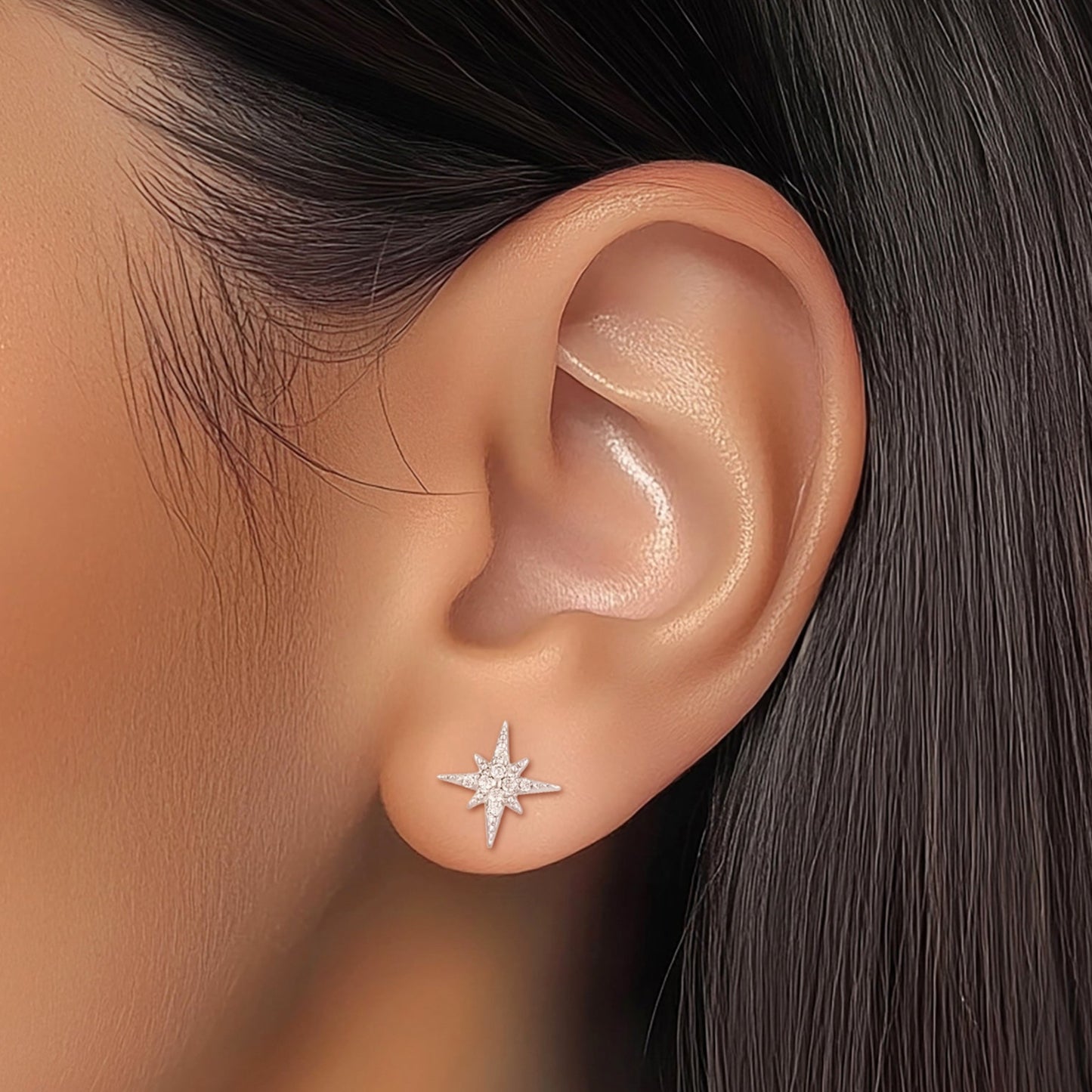 star shaped silver earring