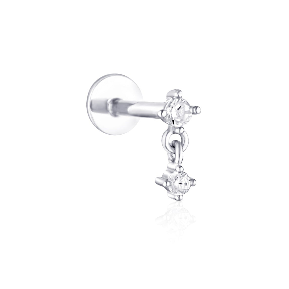 drop crystal flat back cartilage stud