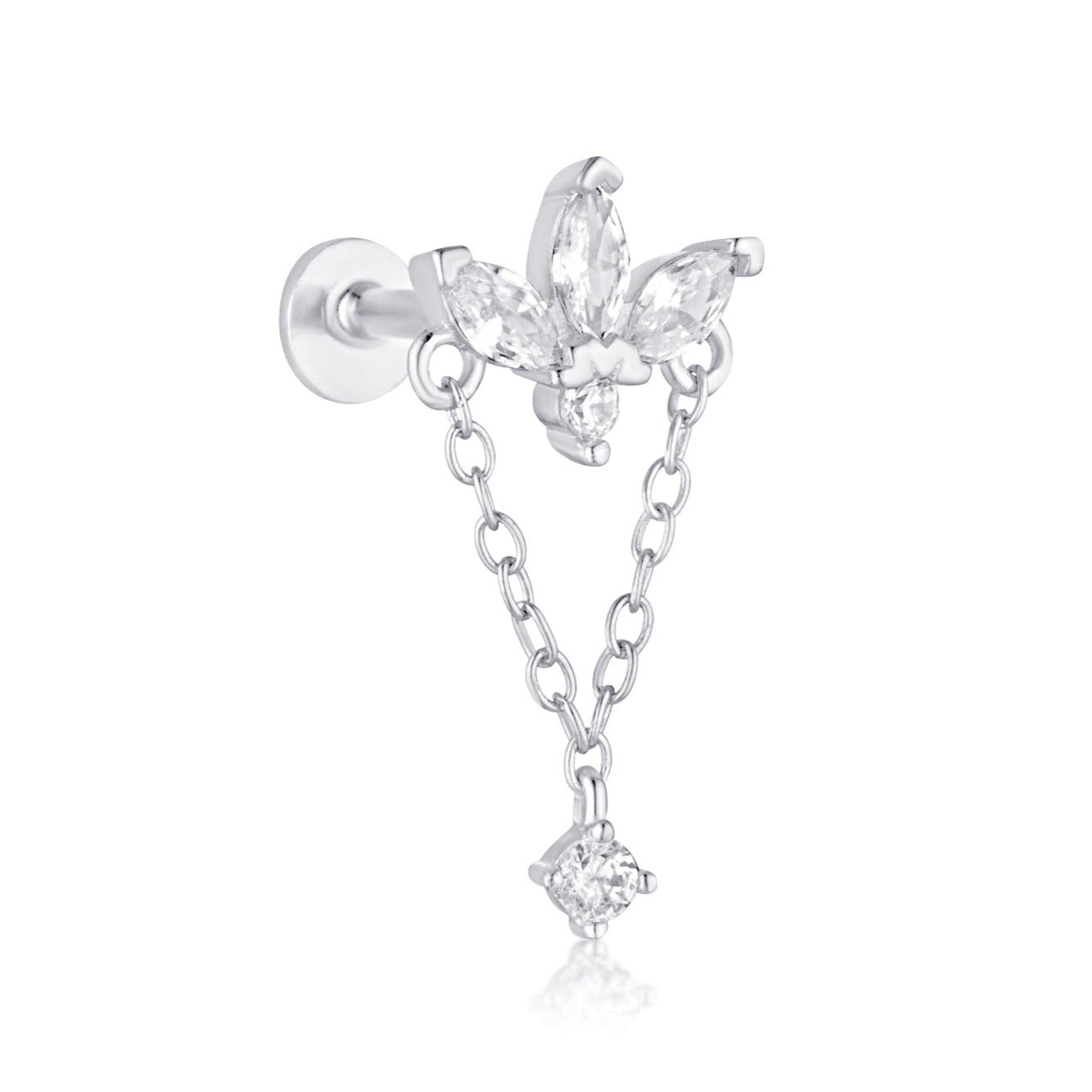drop crystal flat back cartilage stud