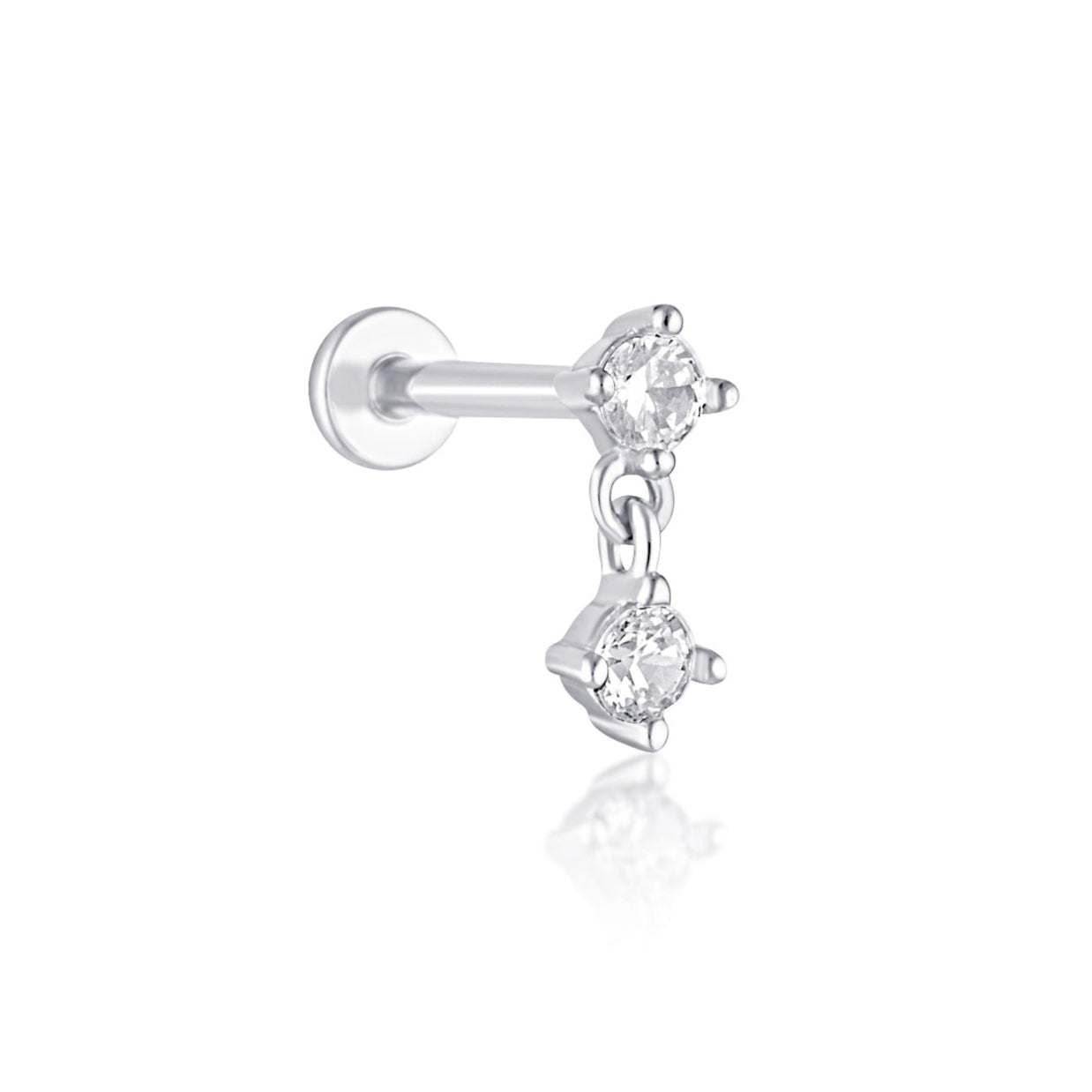 white gold flat back cartilage stud