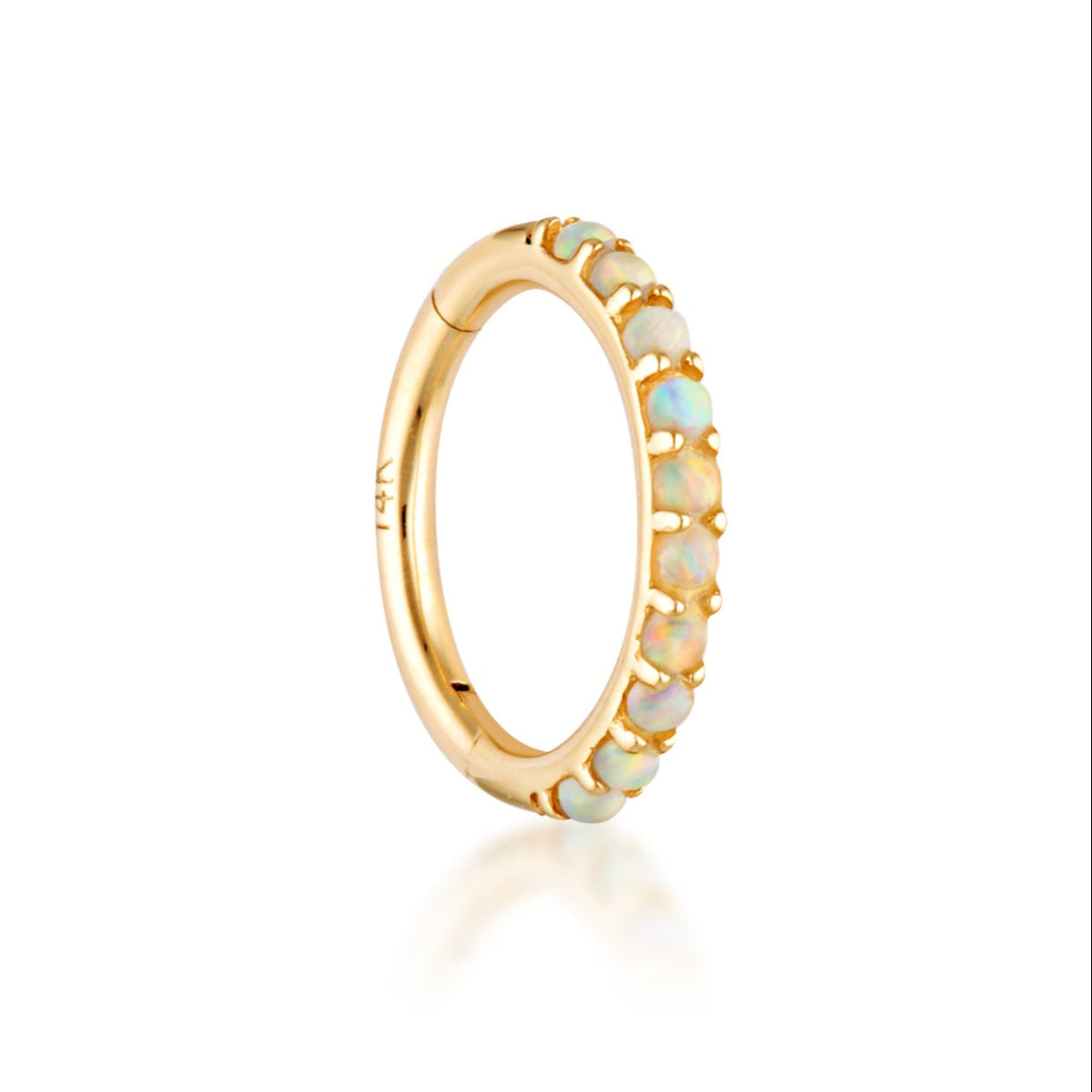 solid gold opal cartilage hoop