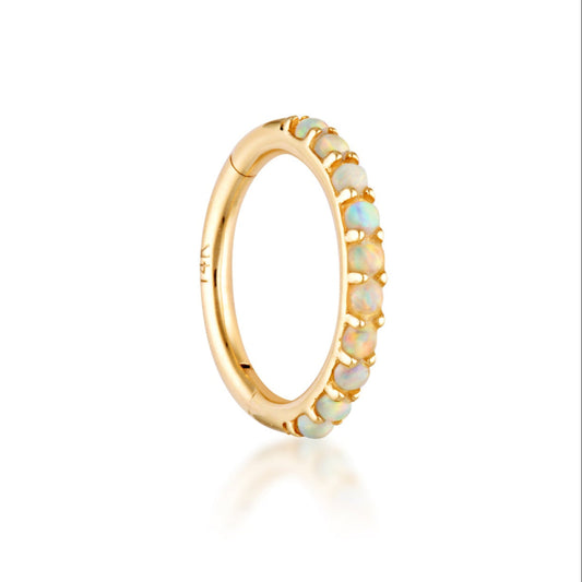 solid gold opal cartilage hoop