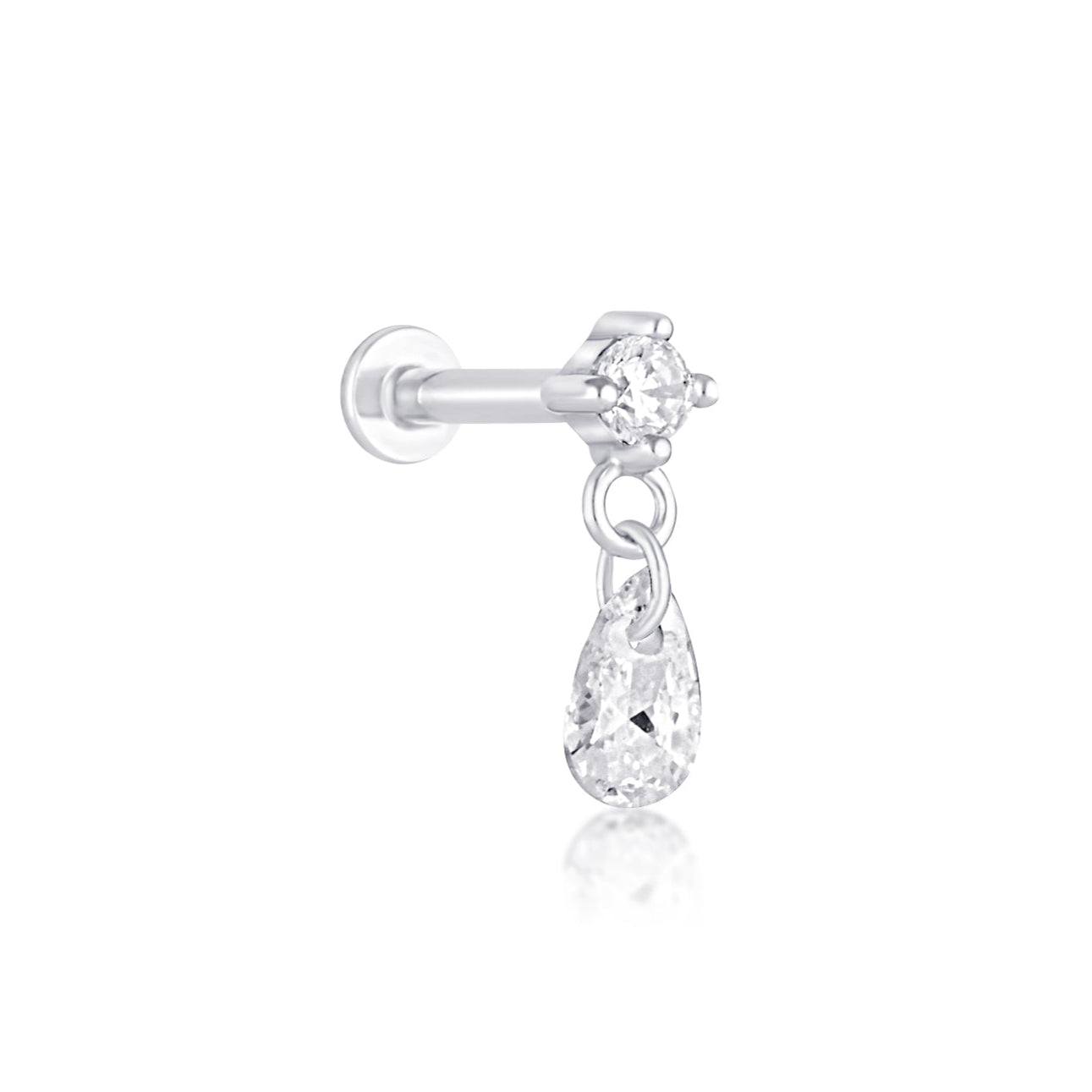 white gold flat back cartilage stud