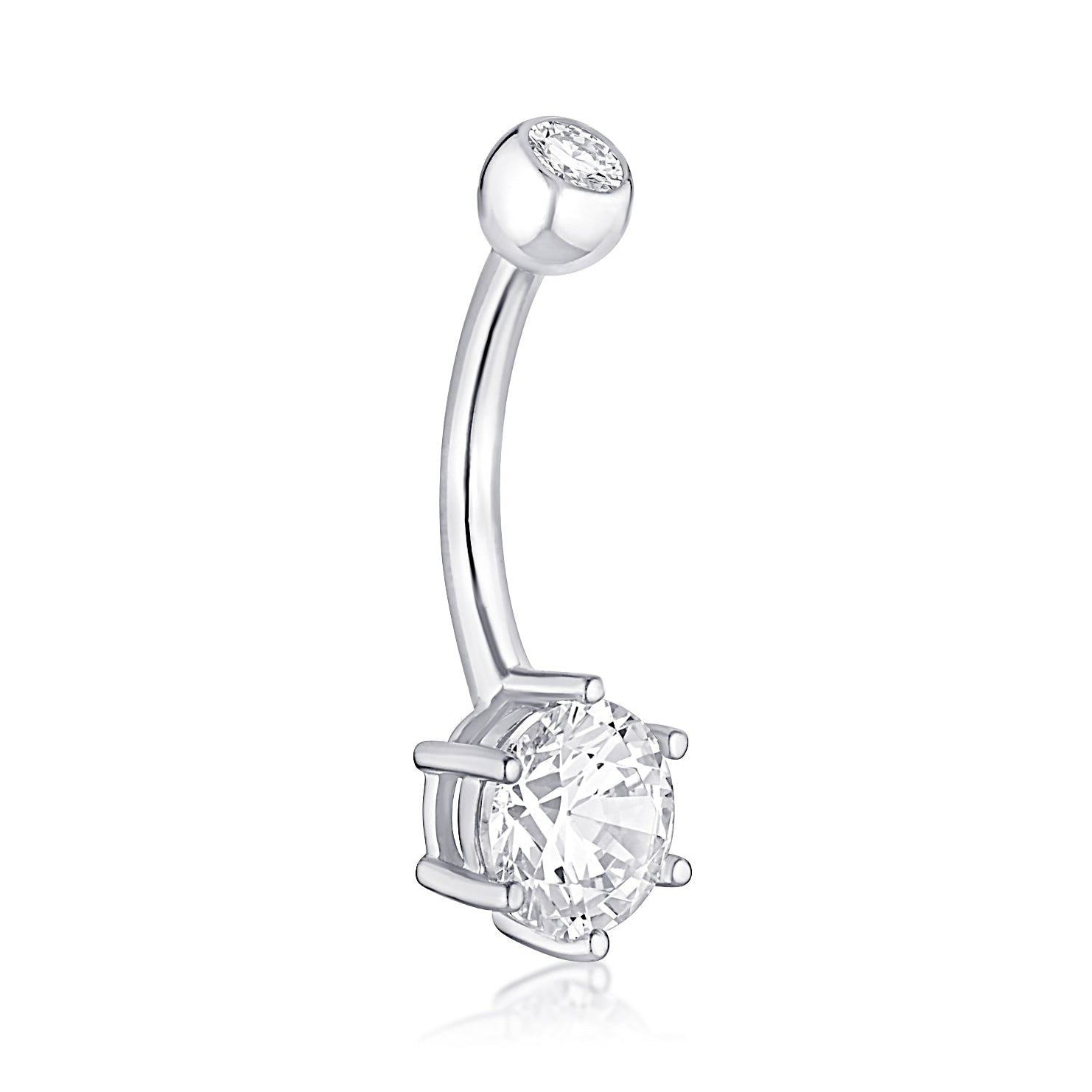 white gold navel barbell