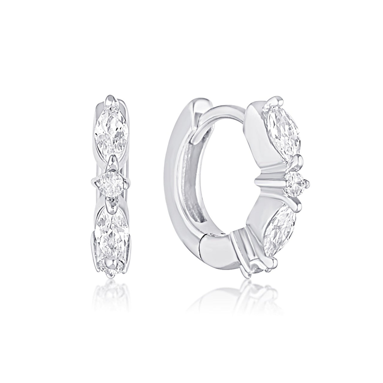 cluster marquise huggie hoops