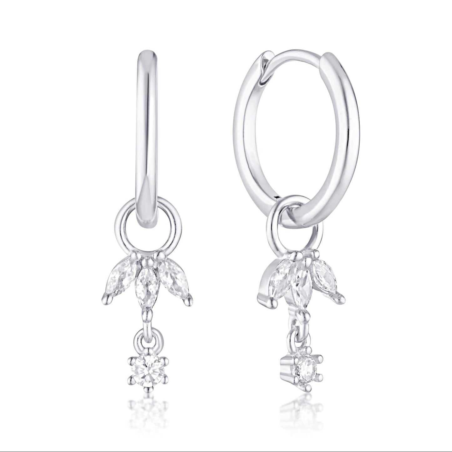 marquise drop crystal hoop earrings