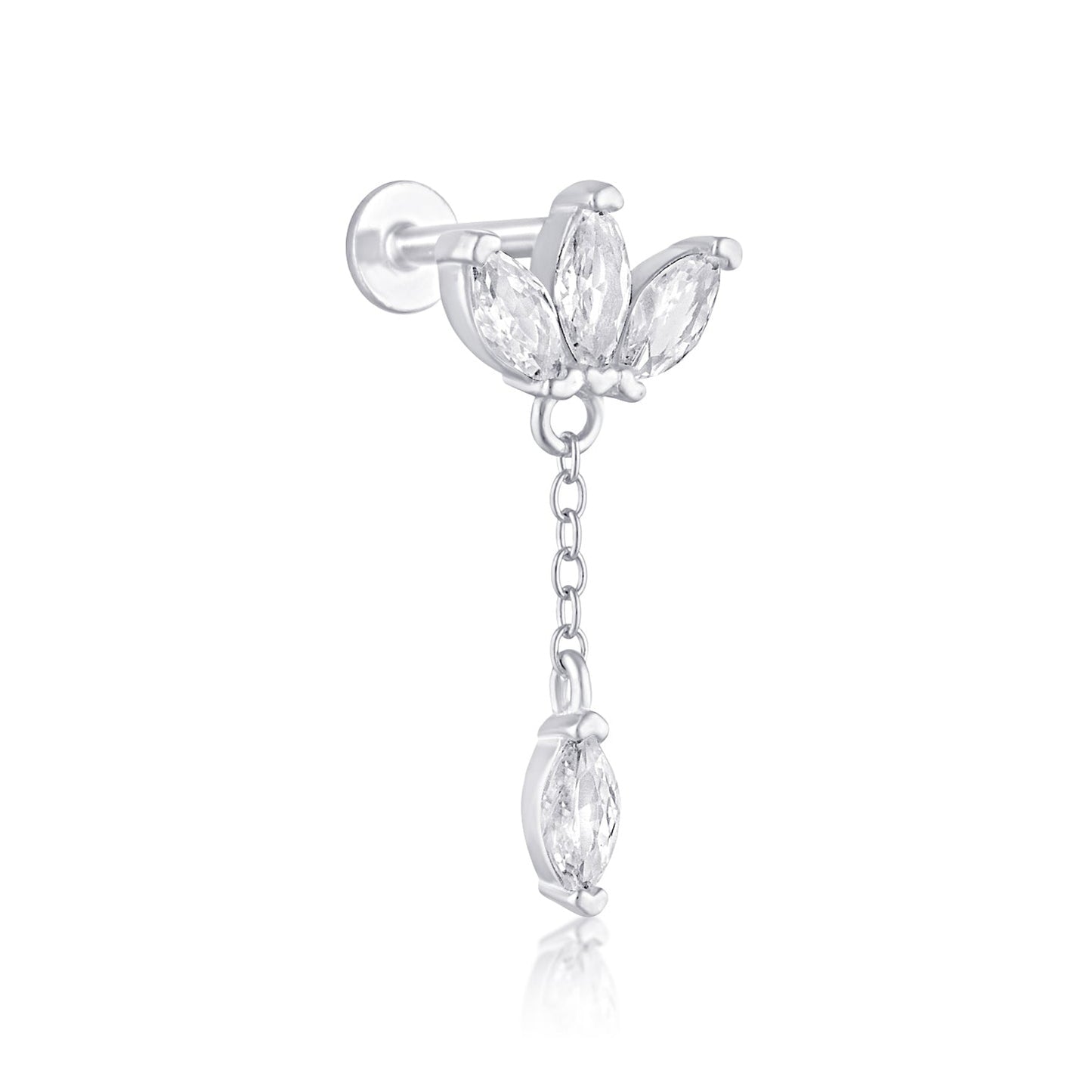 marquise crown drop flat back cartilage stud