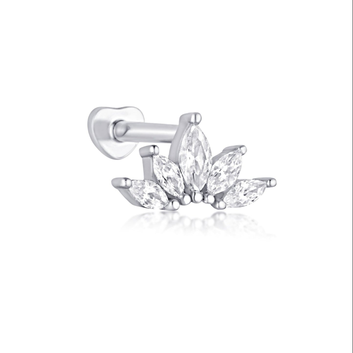 marquise crown flat back cartilage stud