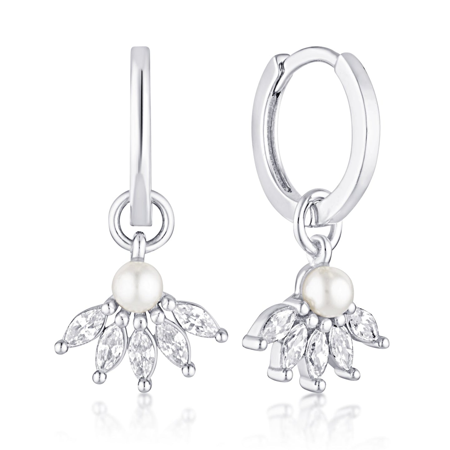 pearl drop marquise hoop earrings