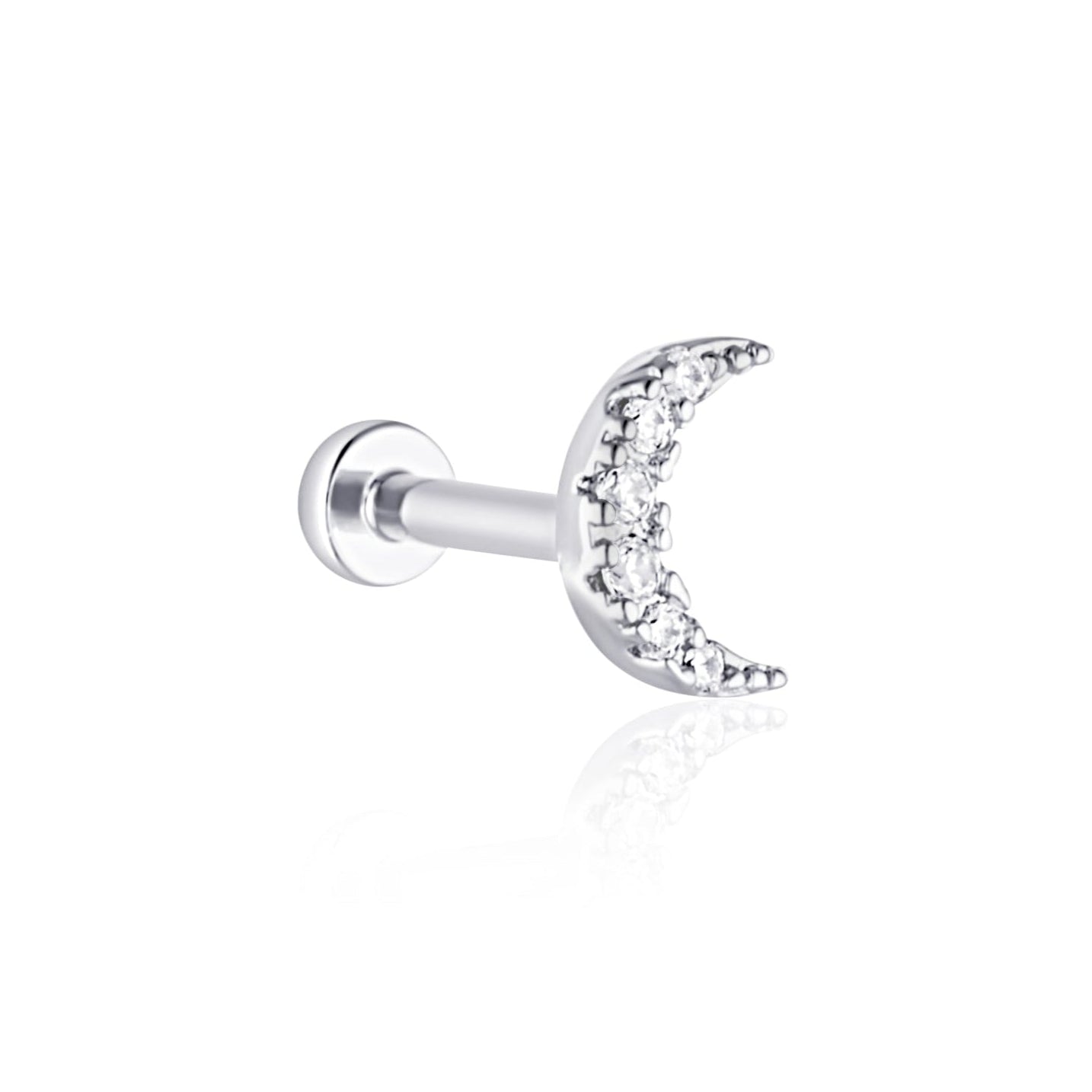 moon shaped flat back cartilage stud