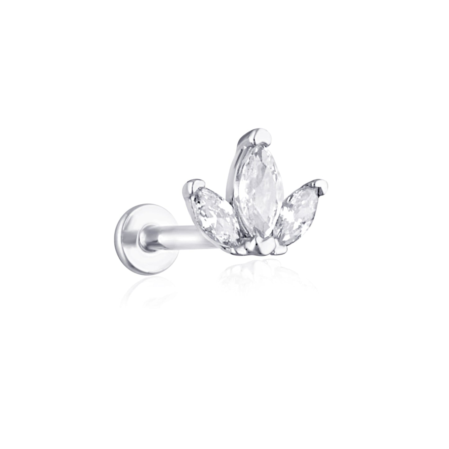 white gold flat back cartilage stud