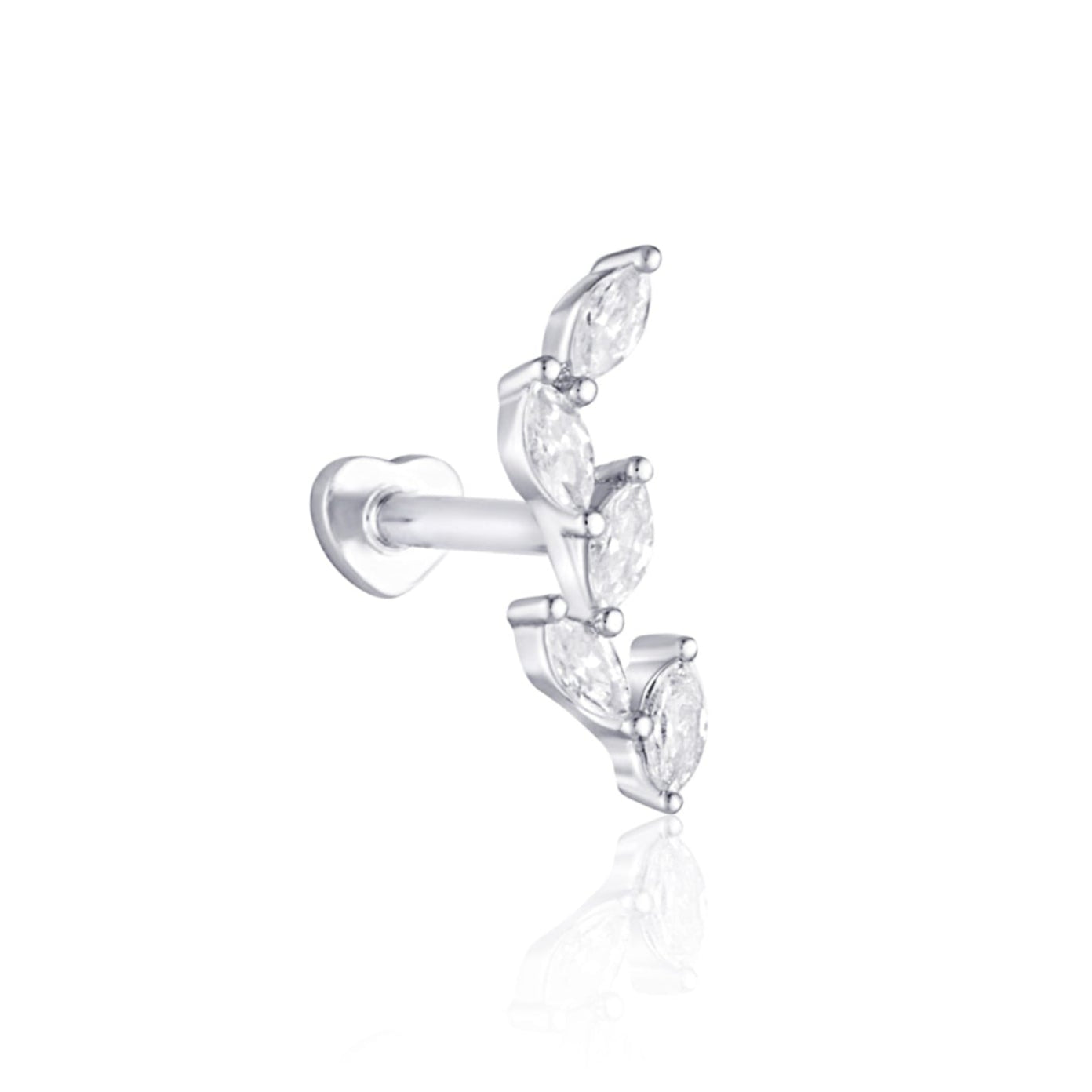 leaf shaped flat back cartilage stud