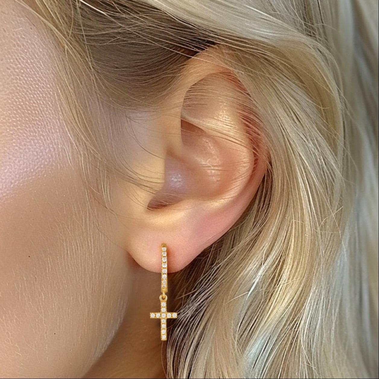 cross hoop earring