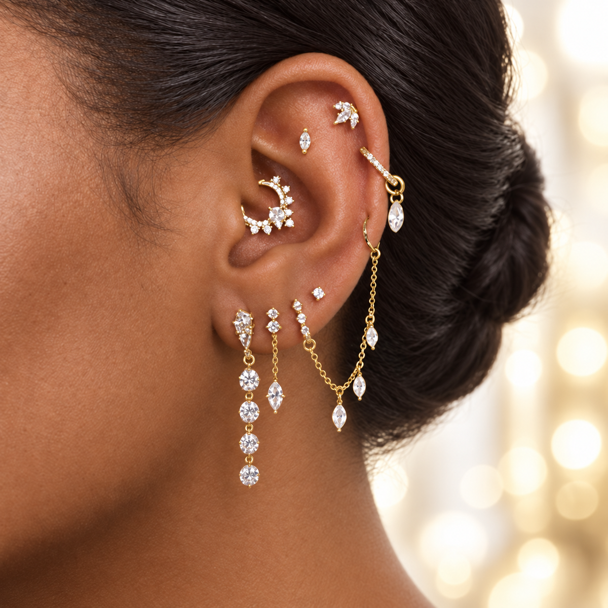 Elsie Flat Back Stud - Gold Vermeil