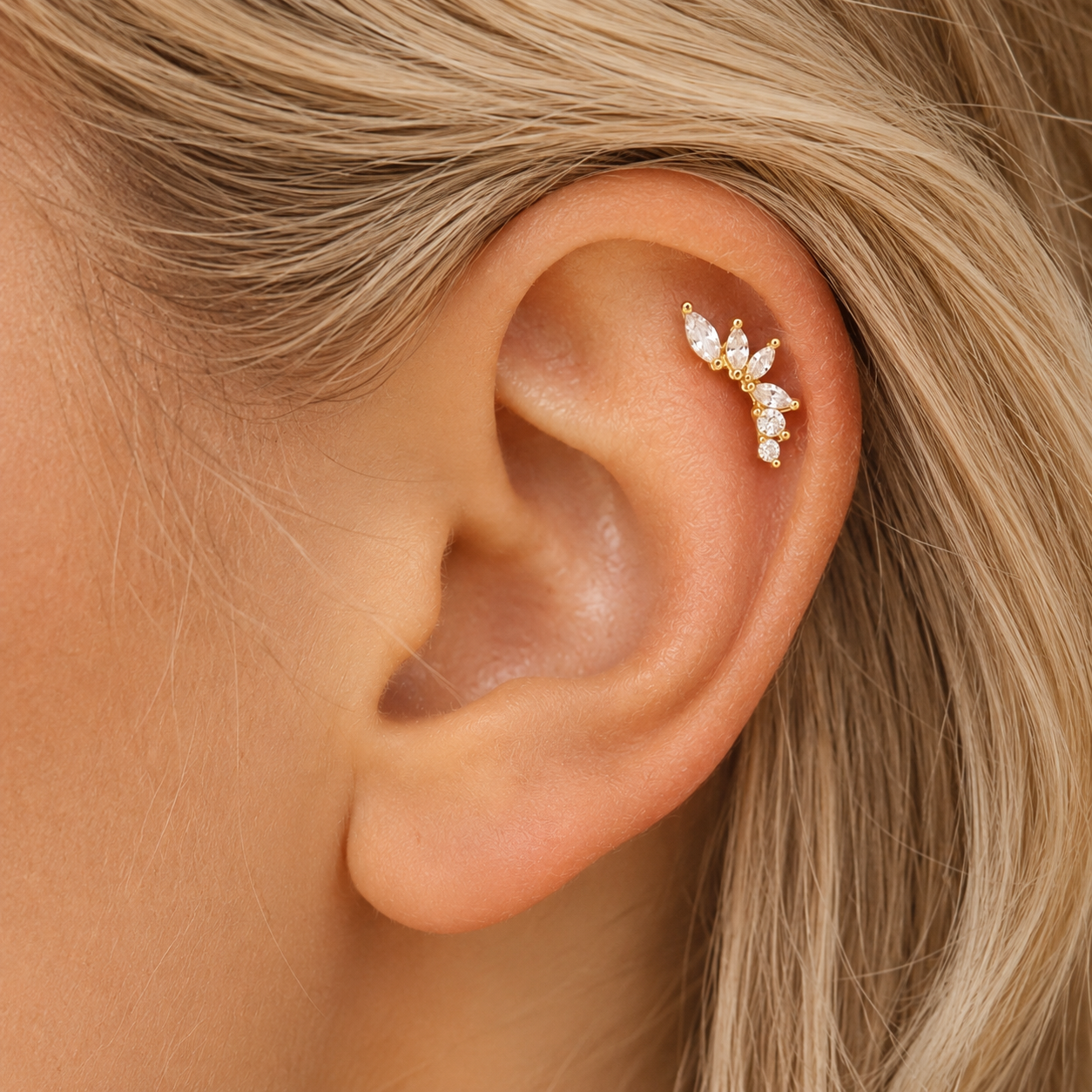 Amanda Flat Back Stud - Gold Vermeil