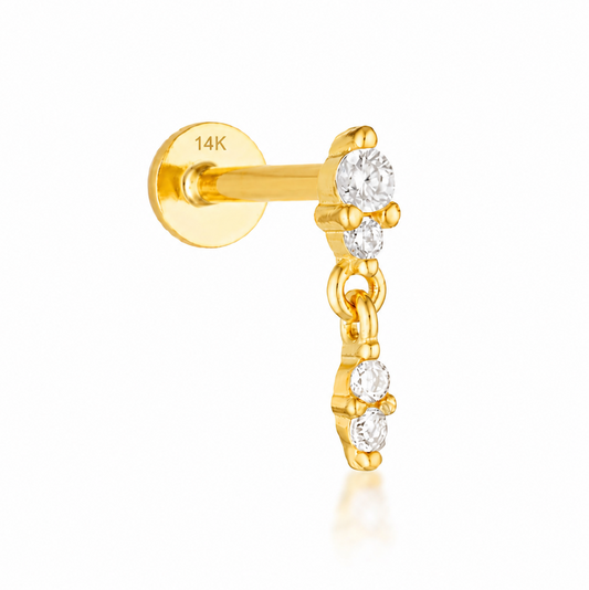 Anne Flat Back Stud - 14K Solid Gold