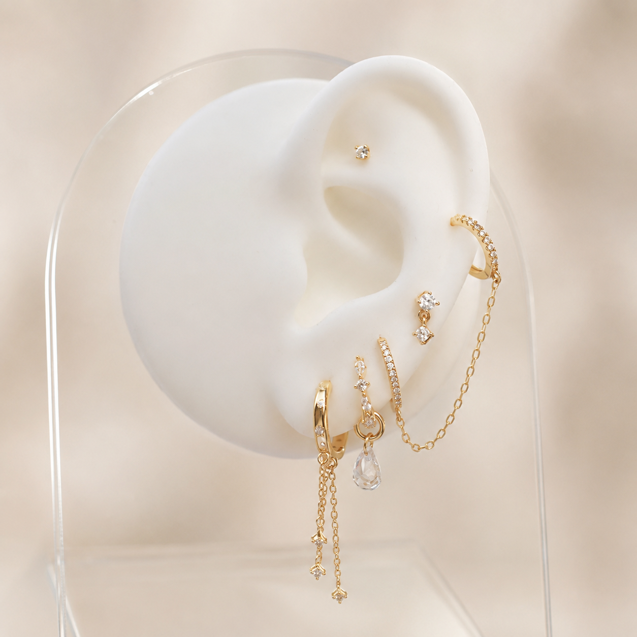 Alyce Chain Hoop Earring - Gold Vermeil