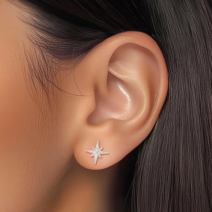 star shaped silver earring