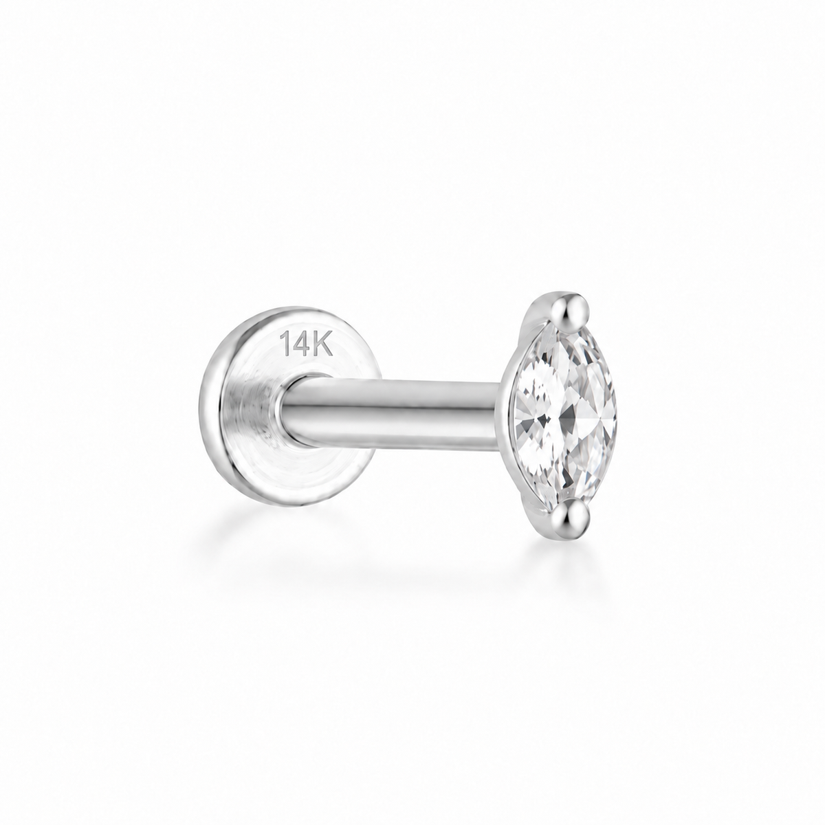 Elsie Flat Back Stud - 14K Solid Gold