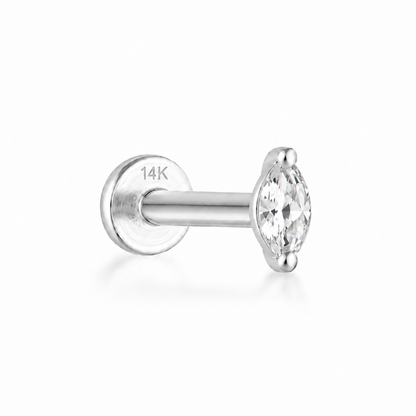 Elsie Flat Back Stud - 14K Solid Gold