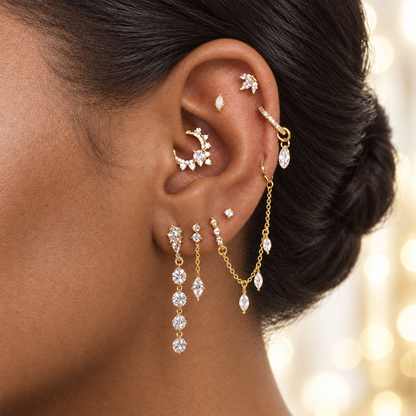 Aurora Opal Flat Back Stud - Gold Vermeil