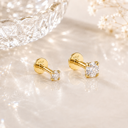 Jane Flat Back Stud - Gold Vermeil