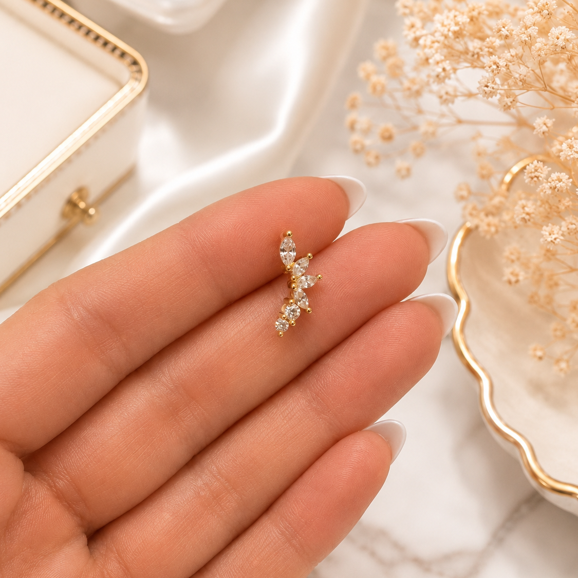 Amanda Flat Back Stud - Gold Vermeil