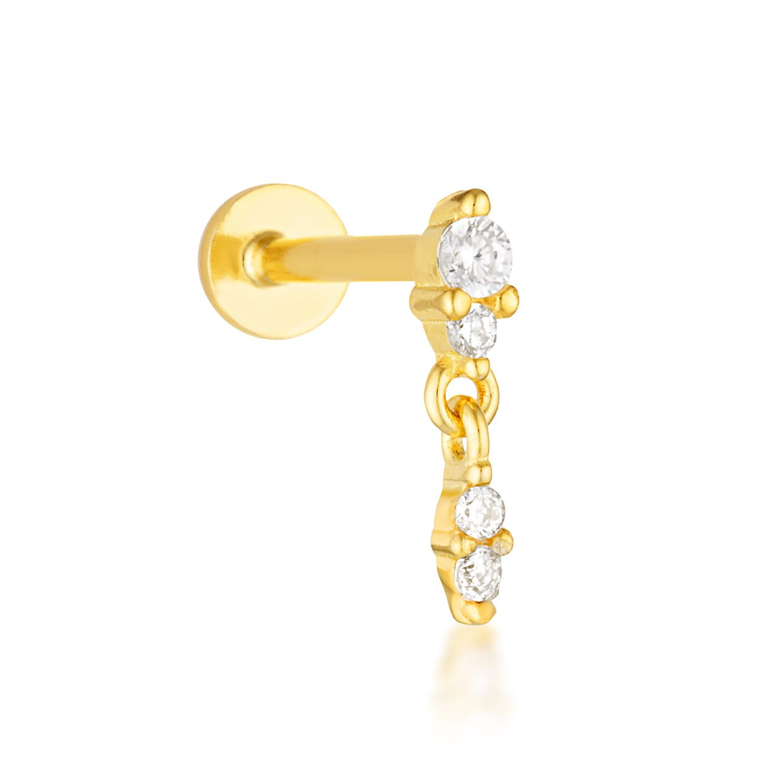 Anne Flat Back Stud - 14K Solid Gold