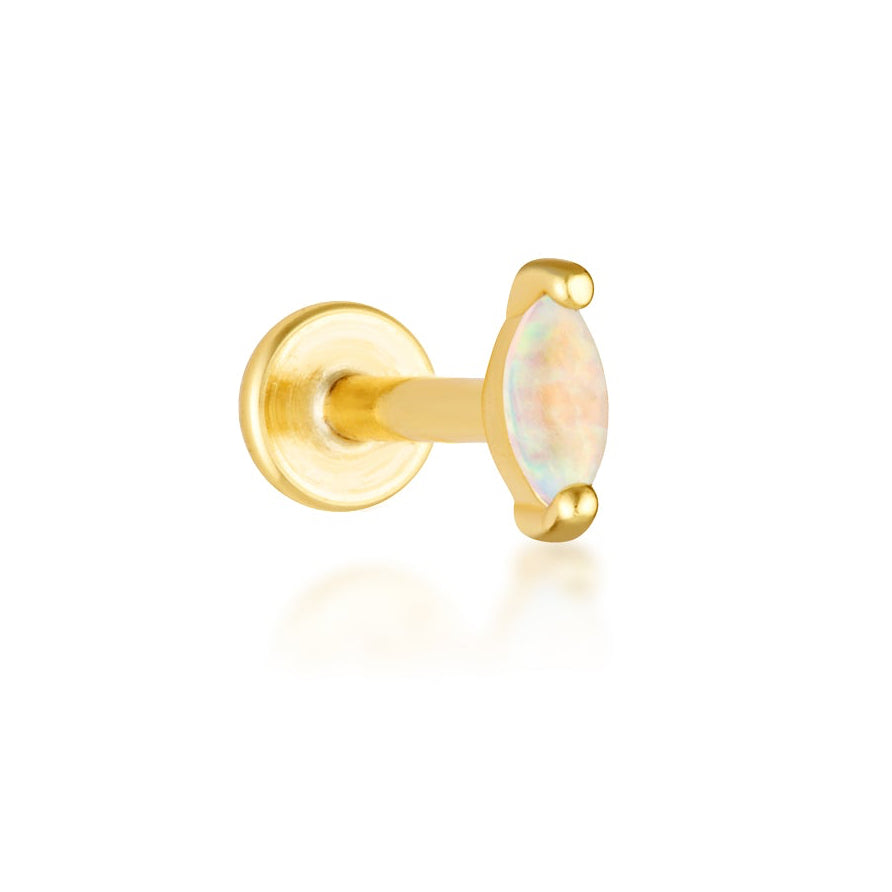 Aurora Opal Flat Back Stud - 14K Solid Gold