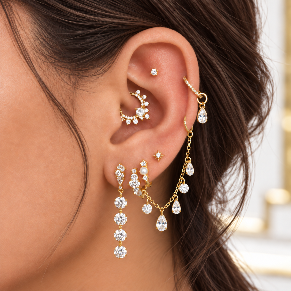 Esther Flat Back Stud - Gold Vermeil