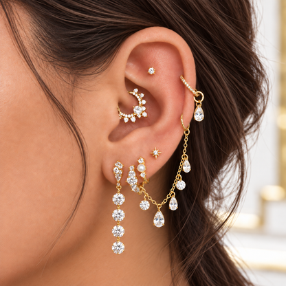 Esther Flat Back Stud - Gold Vermeil