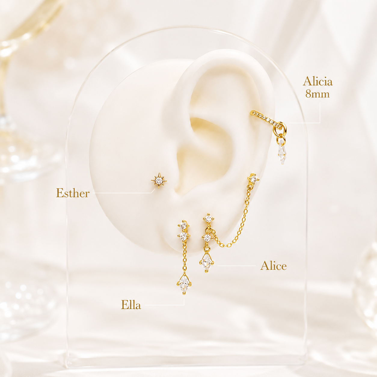 Alice Flat Back Chain Earring - Gold Vermeil