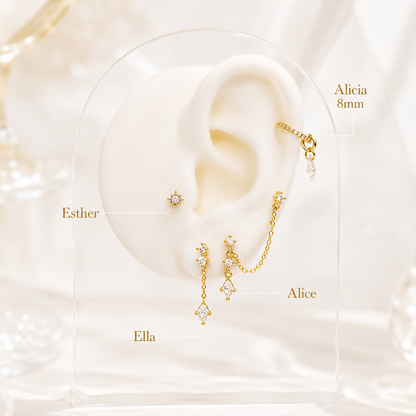 Alice Flat Back Chain Earring - Gold Vermeil