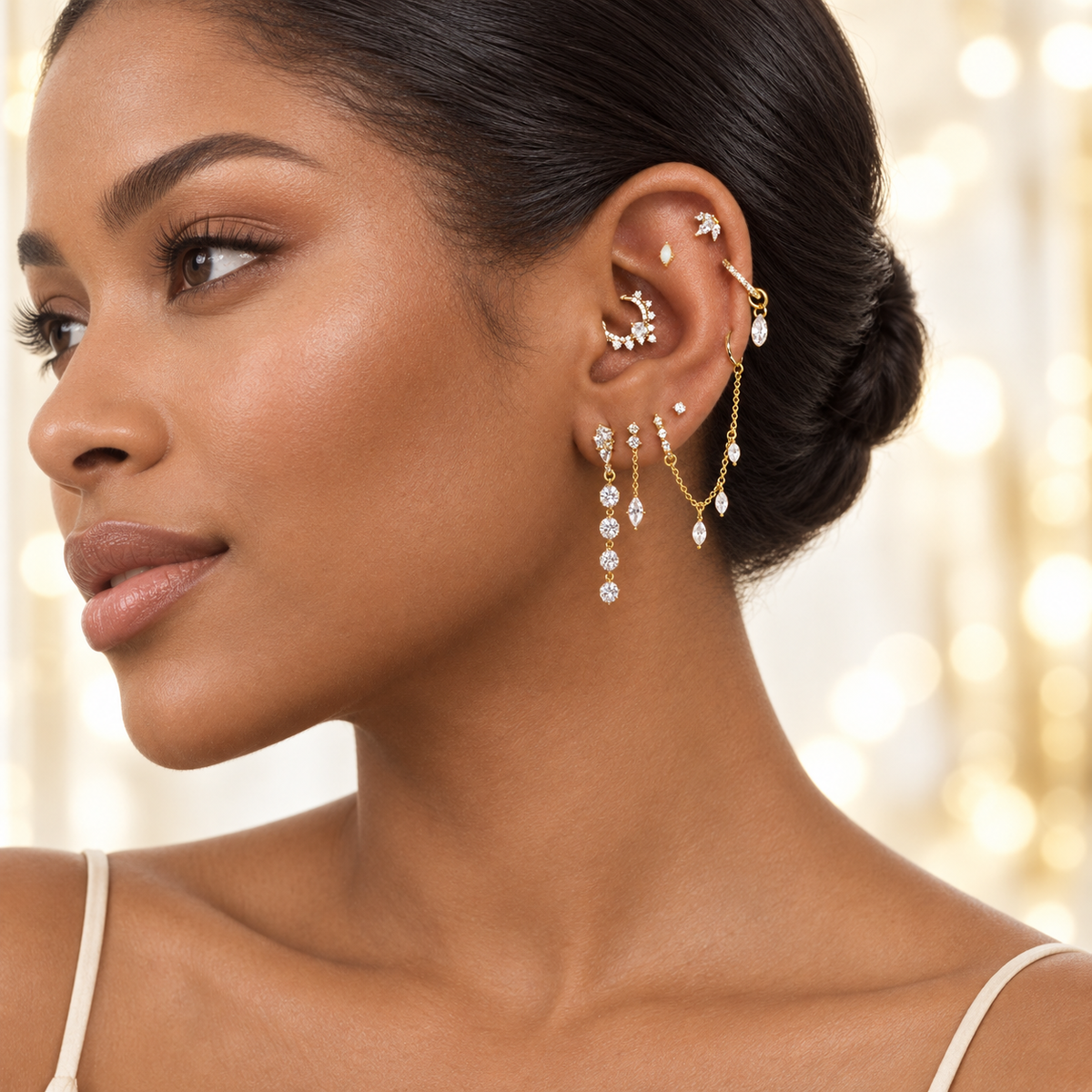 Aphrodite Daith Hoop - Gold Vermeil