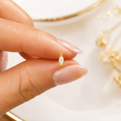 Aurora Opal Flat Back Stud - Gold Vermeil