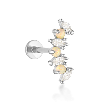 Bridget Opal Flat Back Stud - 14K Solid Gold