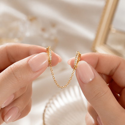 Alyce Chain Hoop Earring - Gold Vermeil