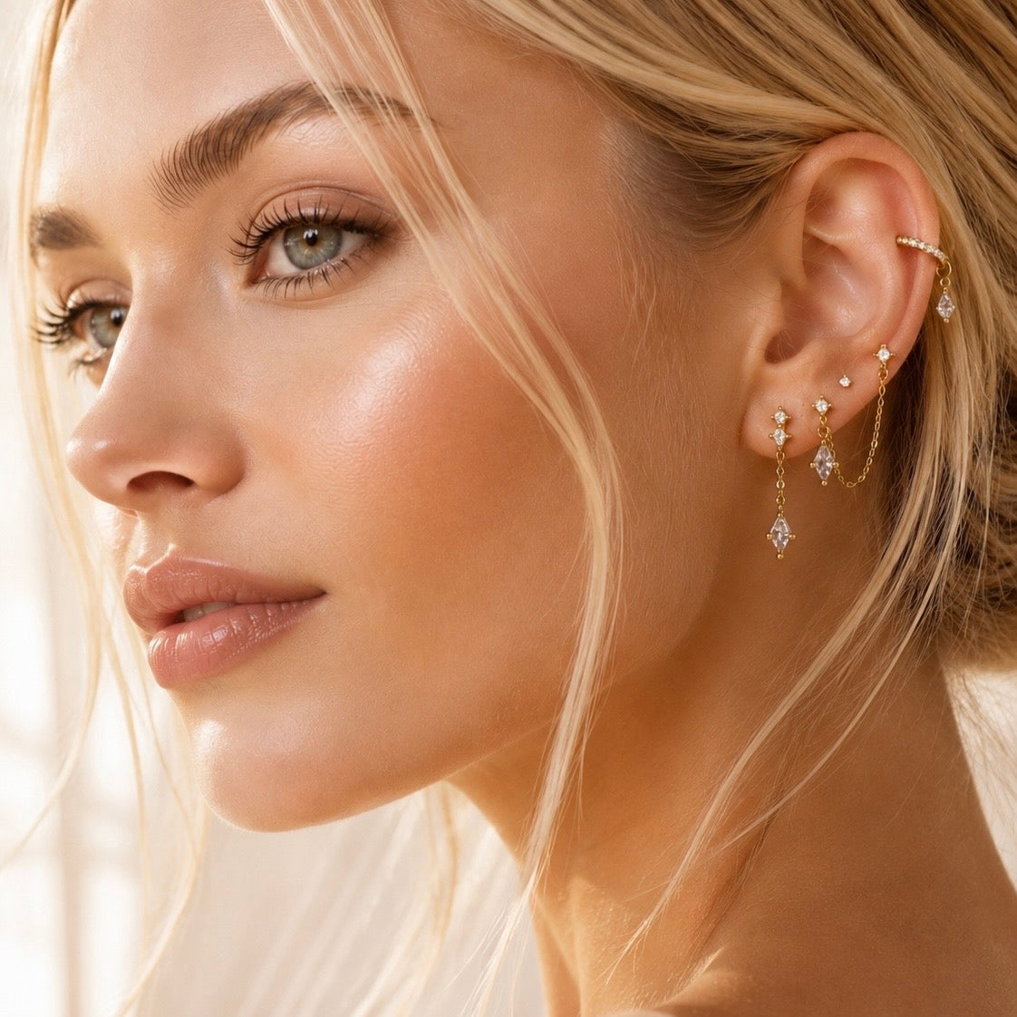Alice Flat Back Chain Earring - Gold Vermeil