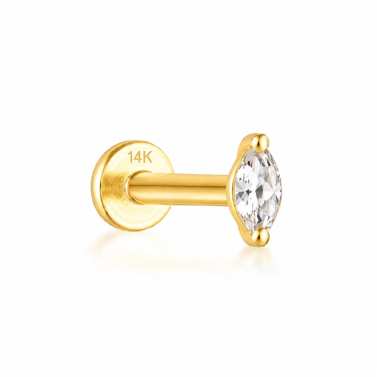 Elsie Flat Back Stud - 14K Solid Gold