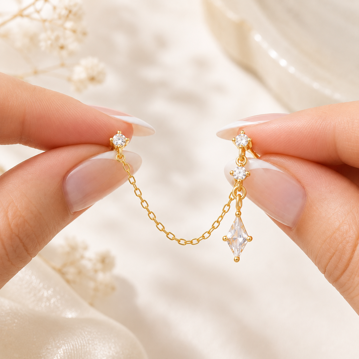 Alice Flat Back Chain Earring - Gold Vermeil