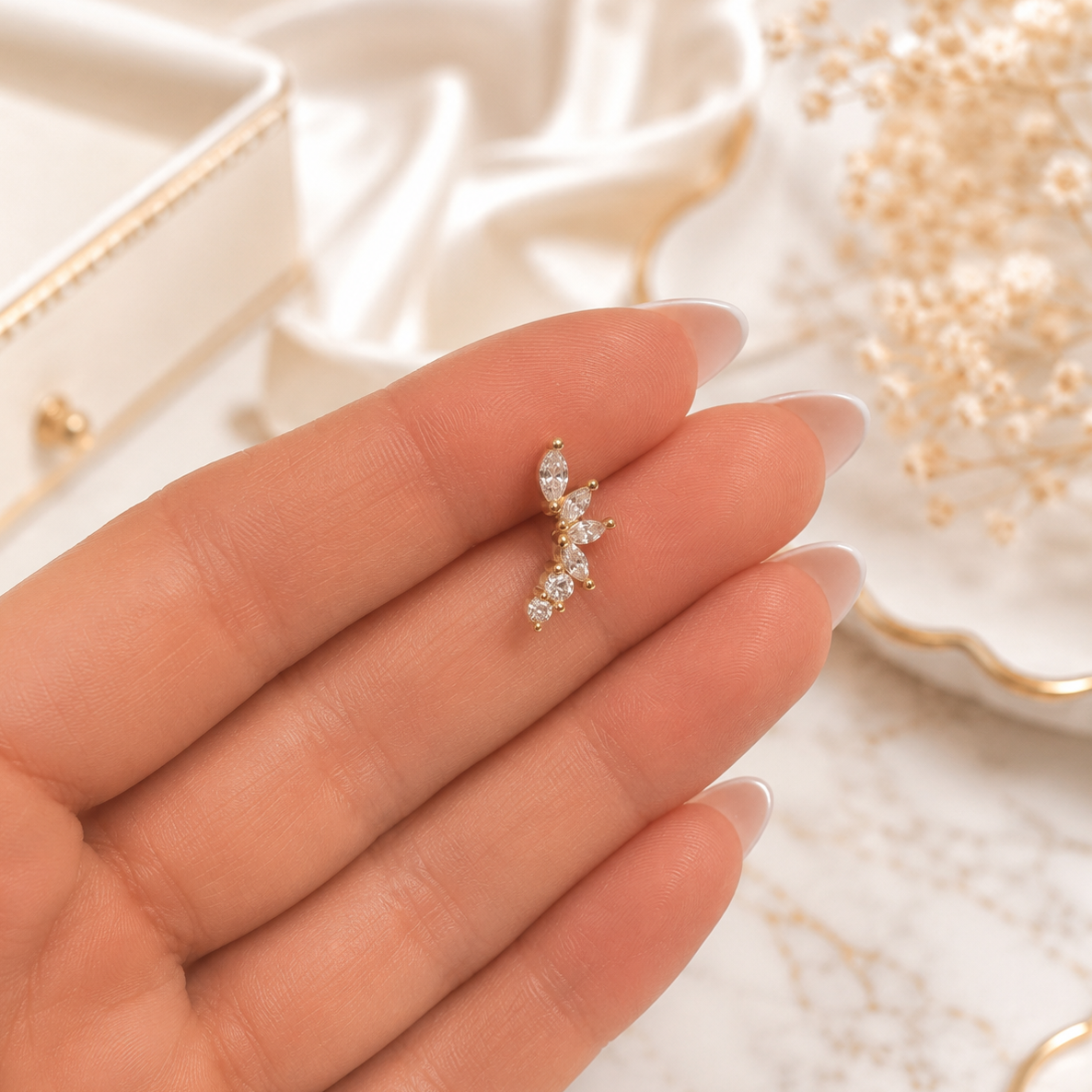 Amanda Flat Back Stud - 14K Solid Gold