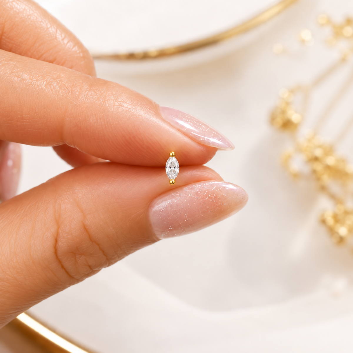 Elsie Flat Back Stud - Gold Vermeil