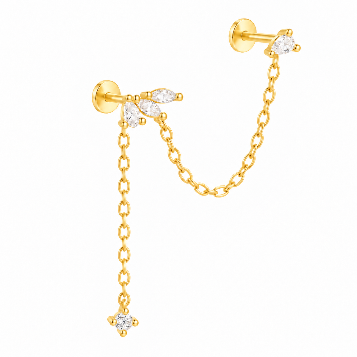 Solara Flat Back Chain Charm - 14K Solid Gold
