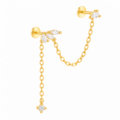 Solara Flat Back Chain Charm - 14K Solid Gold