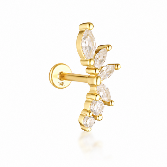 Amanda Flat Back Stud - 14K Solid Gold