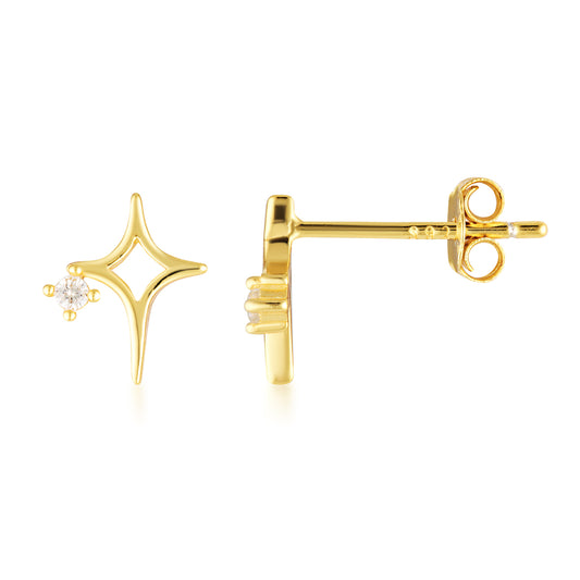 Stella star shaped stud earrings made from 18 karat gold over 925 sterling silver