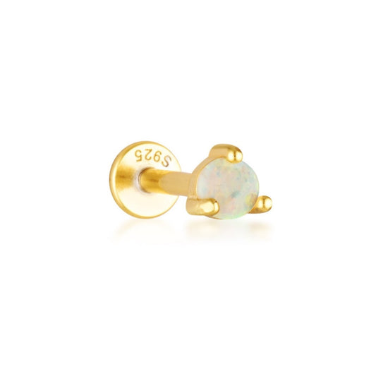 Rachael opal flat back stud for helix, conch and flat piercings