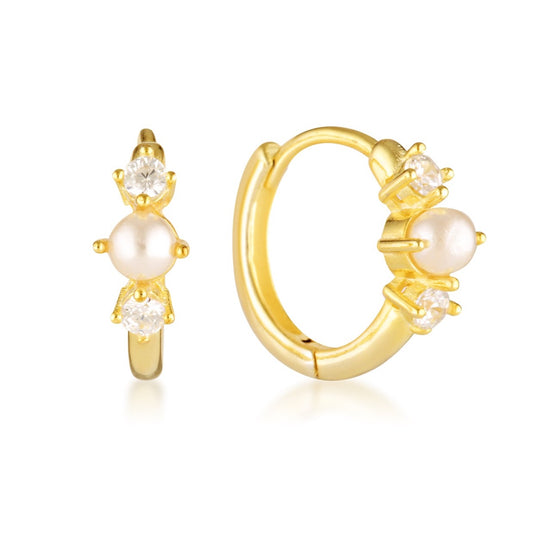 Prosepina pearl hoop earrings made from 18 karat gold over 925 sterling silver