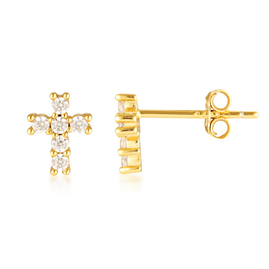 Faith cross shaped stud earrings